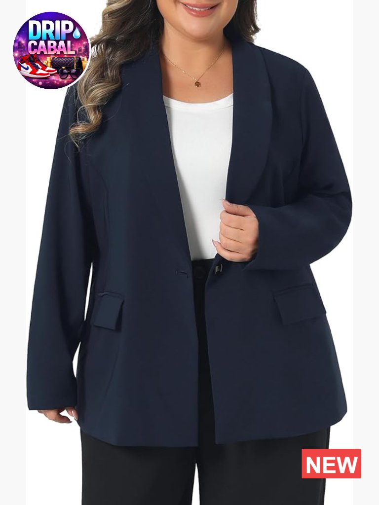 Plus Size Blazer Lapel Button Long Sleeve Work Business Casual